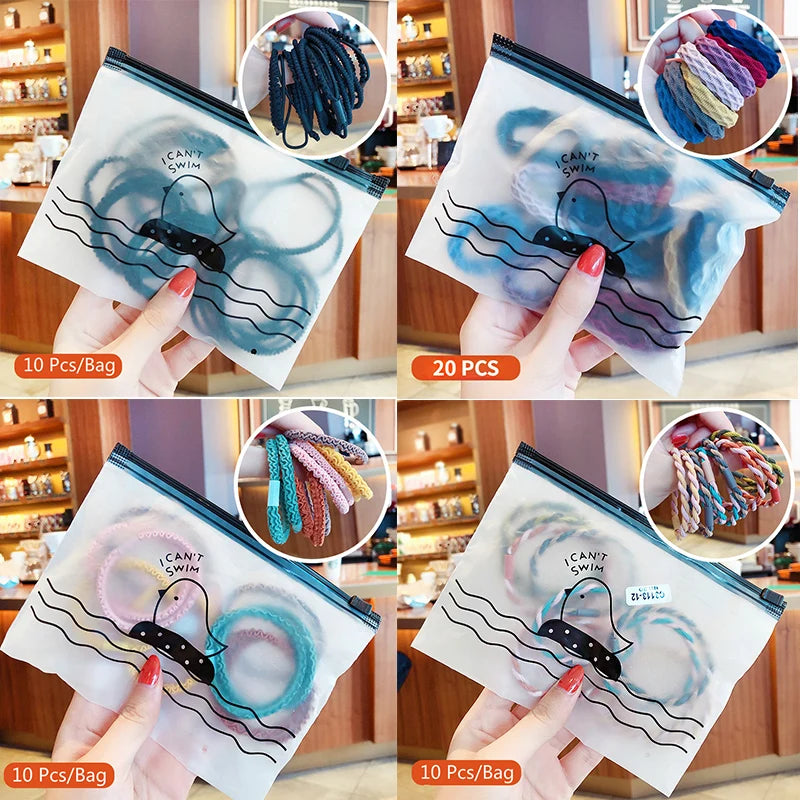 Women Girls' Soft Scrunchies Hair Ties 10/50/100 Pcs/Set Solid Rubber Bands Lovely Elastic Hair Bands Female Hair Accessories