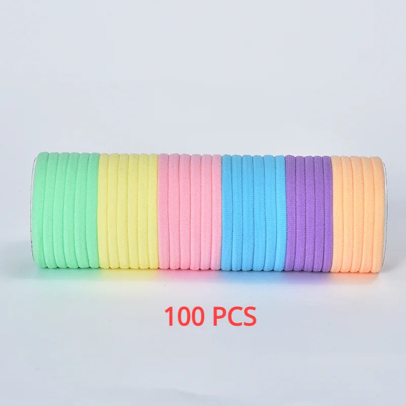 Women Girls' Soft Scrunchies Hair Ties 10/50/100 Pcs/Set Solid Rubber Bands Lovely Elastic Hair Bands Female Hair Accessories