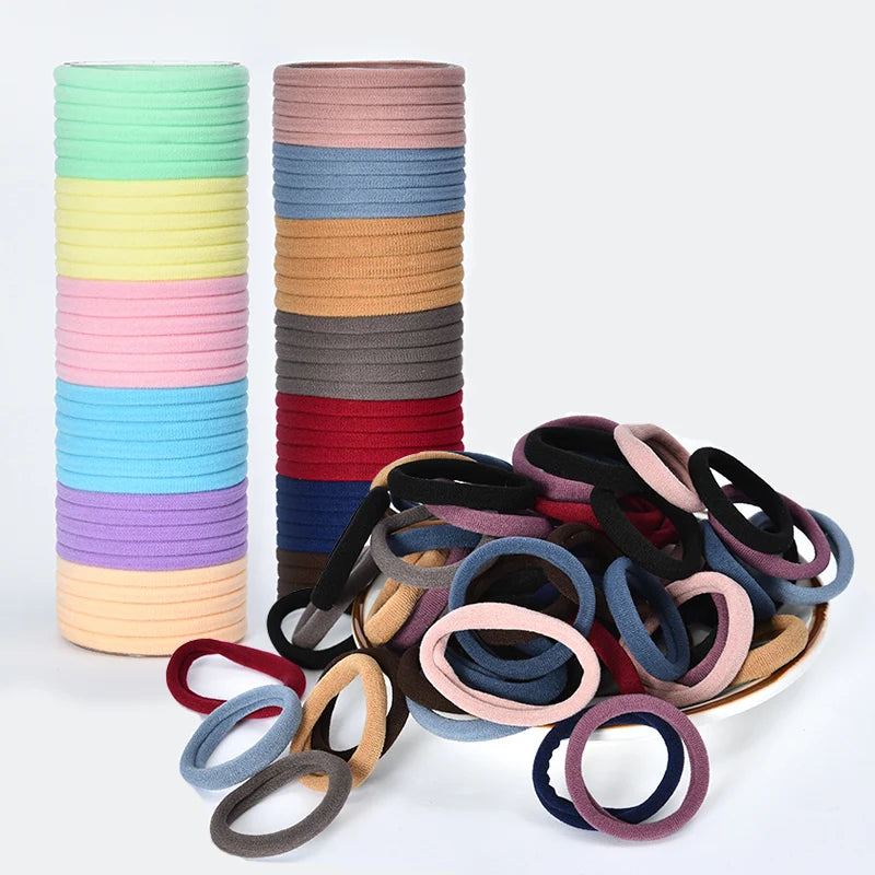 Women Girls' Soft Scrunchies Hair Ties 10/50/100 Pcs/Set Solid Rubber Bands Lovely Elastic Hair Bands Female Hair Accessories