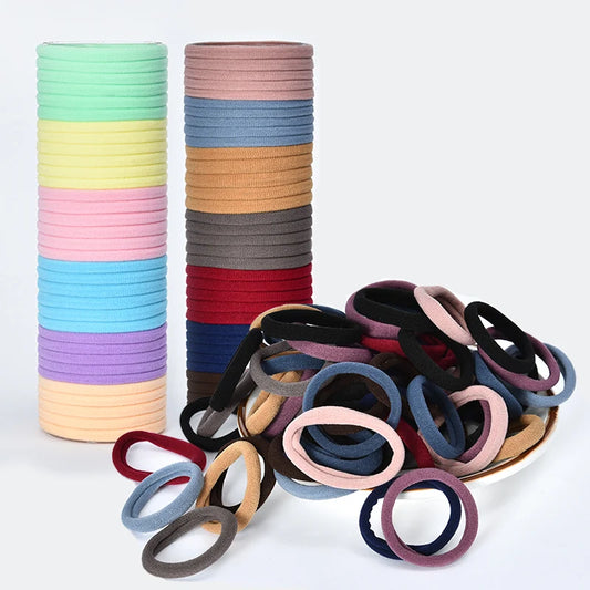 Women Girls' Soft Scrunchies Hair Ties 10/50/100 Pcs/Set Solid Rubber Bands Lovely Elastic Hair Bands Female Hair Accessories