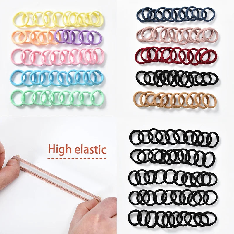 Women Girls' Soft Scrunchies Hair Ties 10/50/100 Pcs/Set Solid Rubber Bands Lovely Elastic Hair Bands Female Hair Accessories