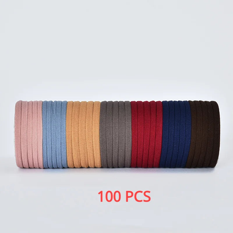Women Girls' Soft Scrunchies Hair Ties 10/50/100 Pcs/Set Solid Rubber Bands Lovely Elastic Hair Bands Female Hair Accessories